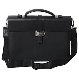 Montblanc-Montblanc Westside Double Gusset Briefcase in Black Textured Leather -Black
