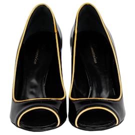 Blumarine-Blumarine Patent Leather Peep Toe-Black