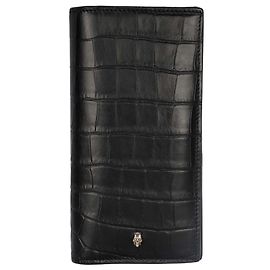 Alexander McQueen Cartera larga negra con relieve de cocodrilo Negro
