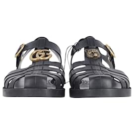 Gucci-Gucci Buckle Strap Sandals in Black Rubber -Black