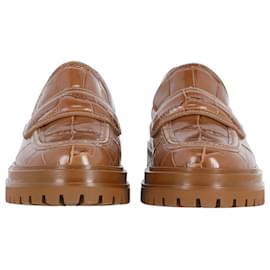 Gianvito Rossi-Gianvito Rossi Argo Croc-Effect Loafers in Brown Leather-Brown