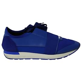 Balenciaga-Balenciaga Race Runner Sneakers in Blue Leather-Blue