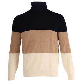 Brunello Cucinelli Gerippter Rollkragenpullover in Multicolor Laine Mehrfarben