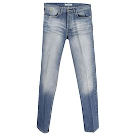 Saint Laurent-Saint Laurent Straight Jeans in Blue Cotton Denim-Blue