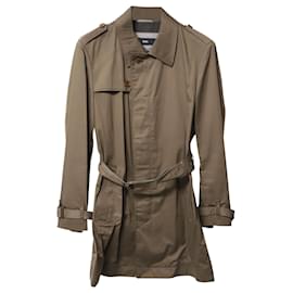 Hugo Boss-Boss Trench Coat in Tan Cotton-Brown,Beige