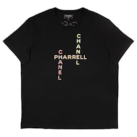 Chanel-Chanel Chanel X Pharrell Black Embellished Cotton T-Shirt-Black