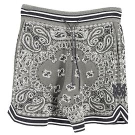 Amiri Bandana B-Ball Short en Coton Gris Gris