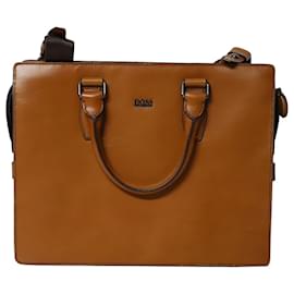 Hugo Boss-Boss Briefcase in Brown Leather-Brown