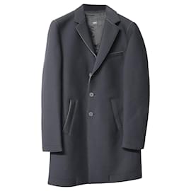 Hugo Boss-Boss Single-Breasted Coat in Black Polyamide-Black