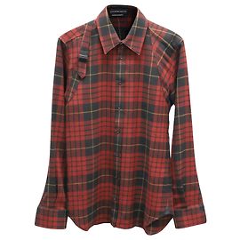 Alexander McQueen Tartan Plaid Shirt with Harness in Red Wool Red