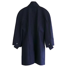 Chanel-Chanel Spring 2014 Manteau en feutre de laine bleu marine-Bleu Marine