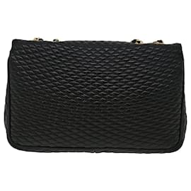 Bally-BALLY Chain Shoulder Bag Leather Black Auth am3668-Black