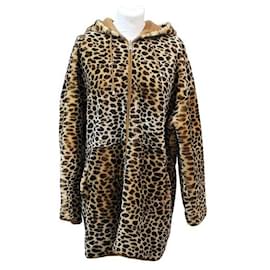 Parosh-Coats, Outerwear-Brown,Leopard print