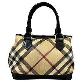 Borsa Burberry Nova Check Eden Nero Beige Caramello