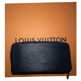 Louis Vuitton Zippy Organizer Black Leather Wallet Black