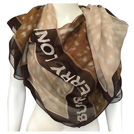 BURBERRY - Estola de Chiffon de Seda - 200 x 100 cm Marrom