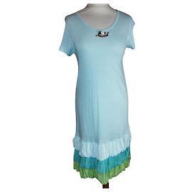 MANOUSH KLEID MINT MEDAILLON ROSE RELIEF RÜSCHEN T 38/40/42 Hellgrün