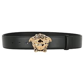 Versace-Versace La Medusa Cinto de Couro Plano-Preto
