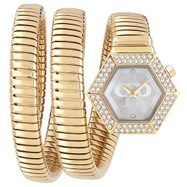 Philipp Plein $nake reloj de pulsera hexagonal Dorado Metálico