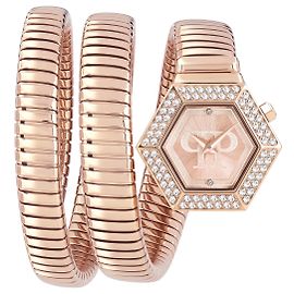 Philipp Plein Reloj de pulsera con hexágono de serpiente Rosa