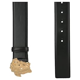Versace-Versace La Medusa Cinto de Couro Plano-Preto