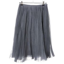 Falda plisada de seda gris Chanel FR36 Gris