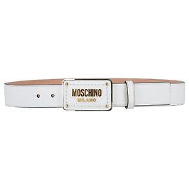 Moschino Ledergürtel mit Logo Weiß
