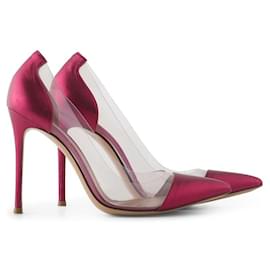 Gianvito Rossi-Gianvito Rossi Metallic Pink Leather And PVC Pumps-Pink