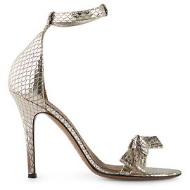 Isabel Marant Gold Embossed Leather Sandals With Bows Golden Metallic