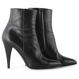 Saint Laurent-Saint Laurent Black Leather Ankle Boots-Black