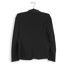 Yves Saint Laurent-Yves Saint Laurent Black Lana Wool Tuxedo Suit Blazer With Satin Lapel-Black