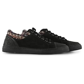 Chanel-Chanel Black Suede And Multicolor Tweed Sneakers-Black