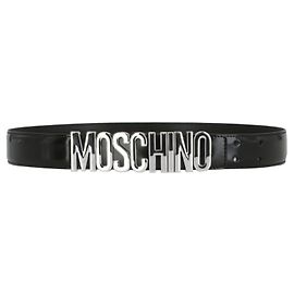 Moschino Leather Logo Belt Black