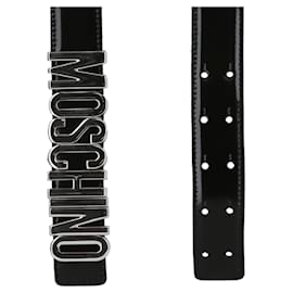 Moschino-Moschino Leather Logo Belt-Black
