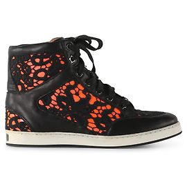 Jimmy Choo Black Floral Lace Body Sneakers Black