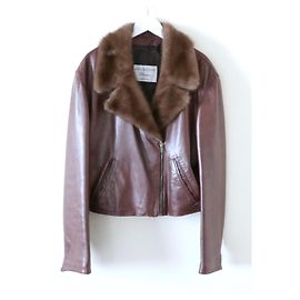 Anna Molinari x Blumarine Jaqueta de couro vintage Marrom