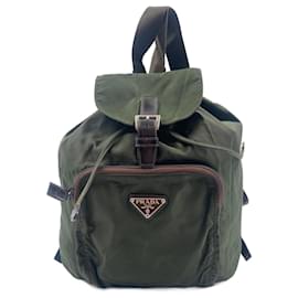 Prada-Green Nylon Prada Backpack-Green