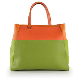 Fendi-Fendi Orange Leather 2 Jours Tote Bag-Orange
