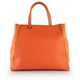 Fendi Orange Leder 2 Jours Einkaufstasche Orange