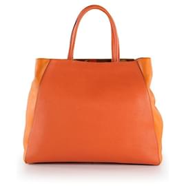 Fendi-Fendi Orange Leather 2 Jours Tote Bag-Orange