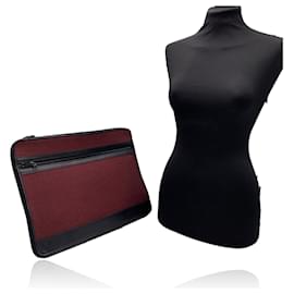 Christian Dior-Vintage Burgundy Canvas and Black Leather Portfolio Bag-Dark red