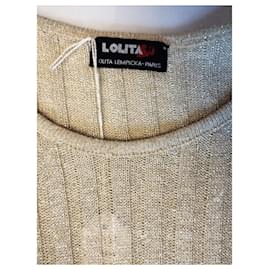 Lolita Lempicka-LOLITA LEMPICKA PULLOVER TRENDIGES LEINEN LUREX T 34/38-Beige