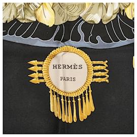 Hermès-Hermes Black Mexique Silk Scarf-Black,Other