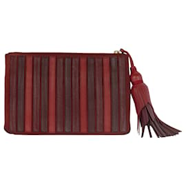 Anya Hindmarch-Anya Hindmarch Red Stripe Clutch-Brown,Red