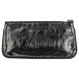 Gucci-Gucci Clutch aus glänzendem Leder mit geflochtenem Besatz und Quaste-Schwarz