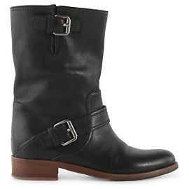 Miu Miu Botas moteras de cuero negro Negro