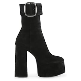 Saint Laurent-Saint Laurent Black Suede Billy Platform Ankle Boots-Black