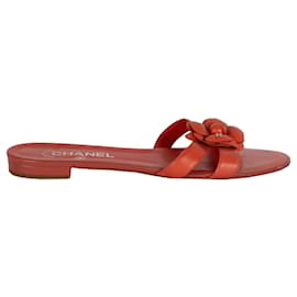 Chanel-Chanel Double Strap Camellia Sandals-Red