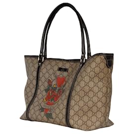 Gucci-Gucci-Monogramm-Segeltuch-Tätowierungs-Herz-Einkaufstasche-Braun