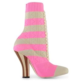 Fendi-Fendi Beige And Pink Knit Rockoko Sock Boots-Multiple colors